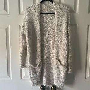 Chunky white knit cardigan